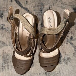 Qupid Olive and Brown Strappy Sandals